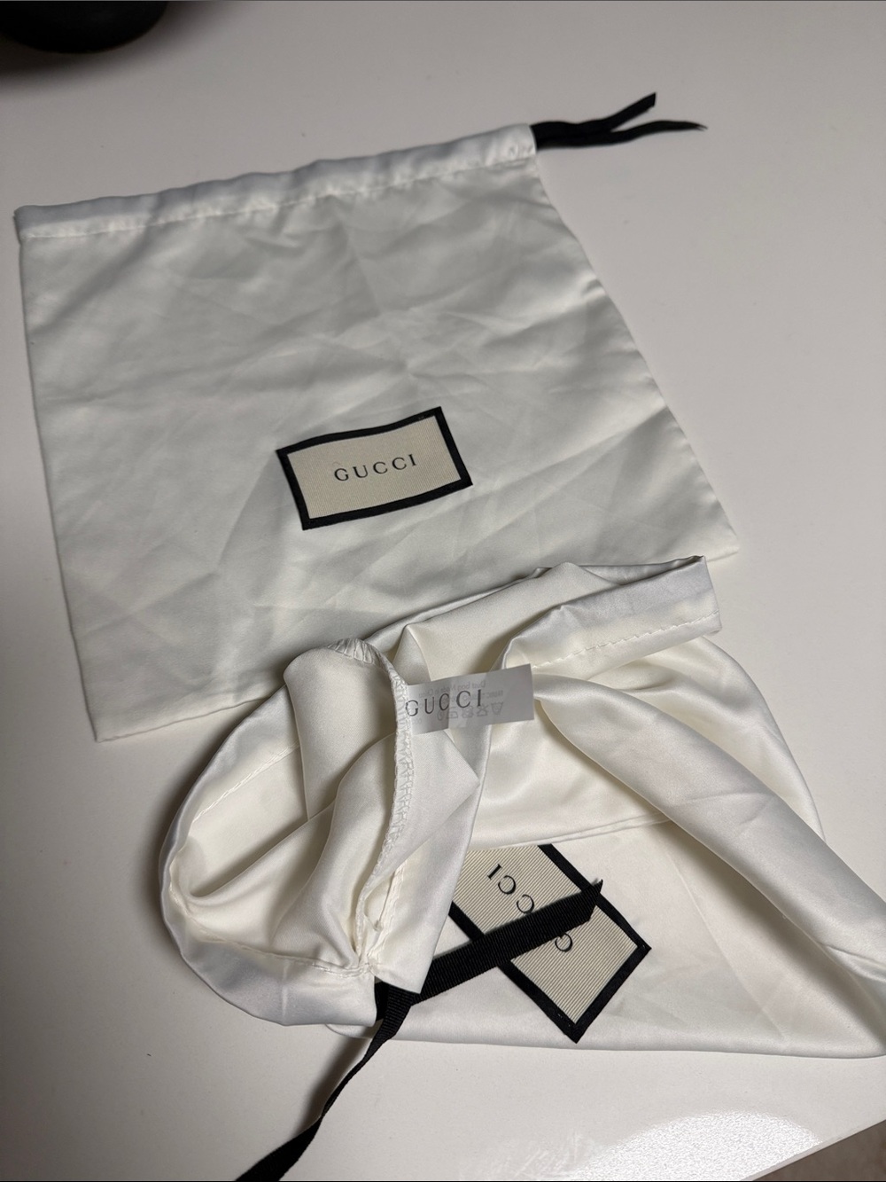 Gucci authentic 2 dust bag off White Satin Accessory Bag